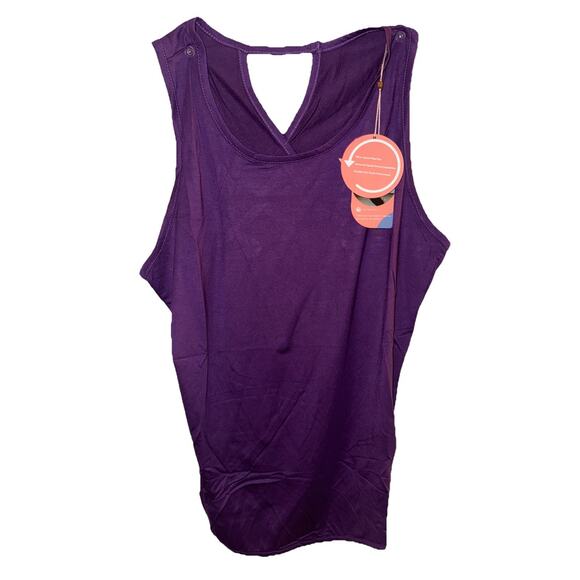 NWT AS ROSE RICH Workout Tank Women Yoga Crossover Racerback M Deep Purple - Picture 3 of 6